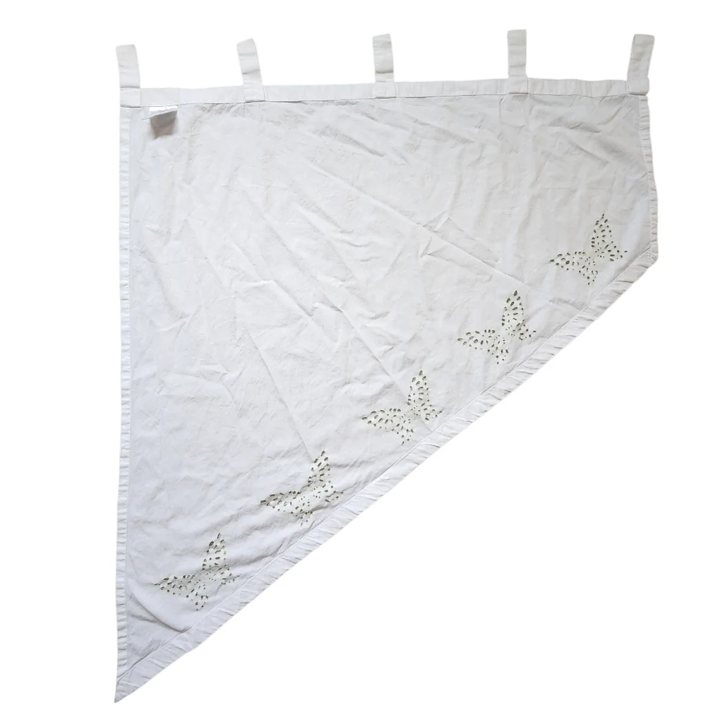 Martha Stewart White Curtain with Green Butterfly Design
